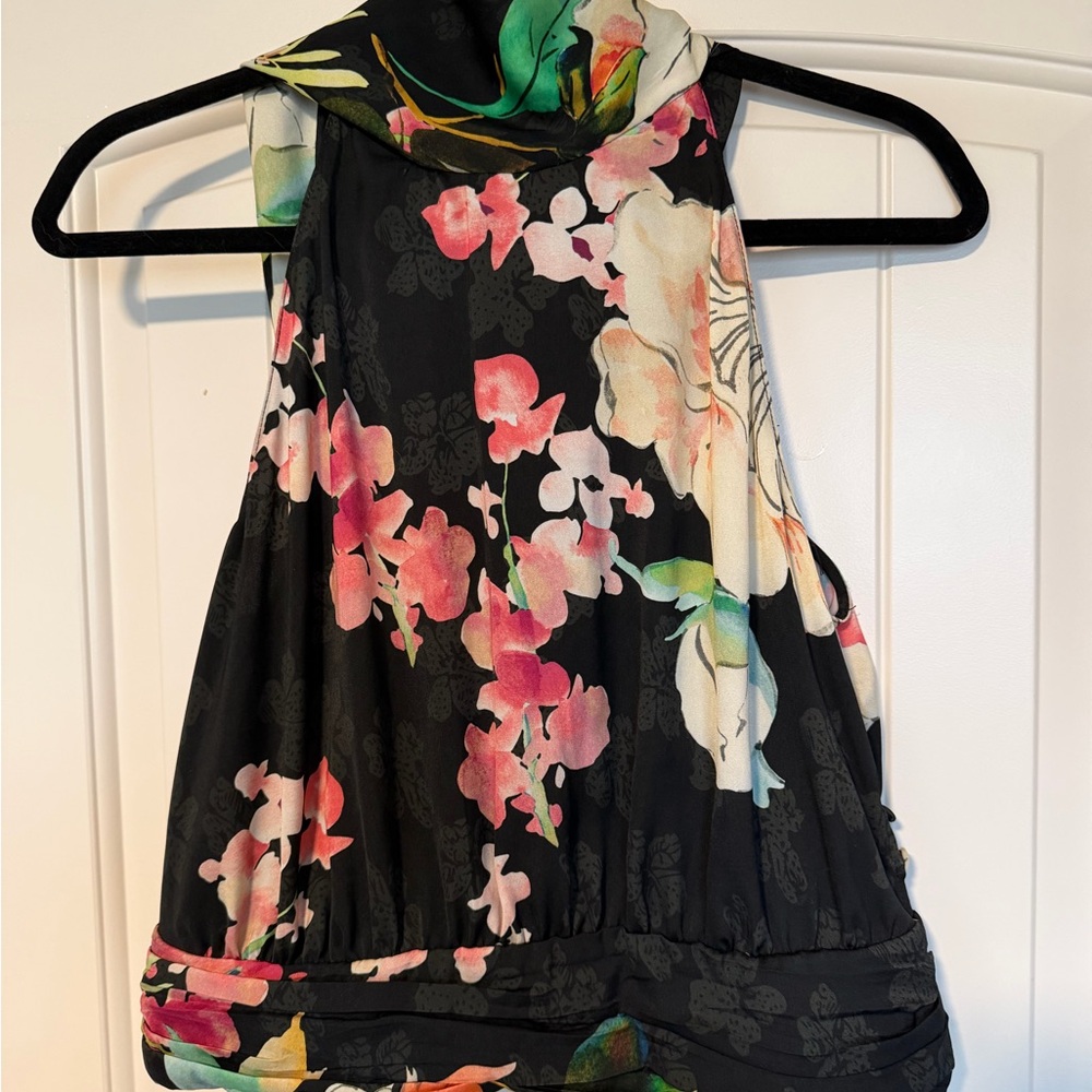 🌺 Zara Black Floral Halter Blouse